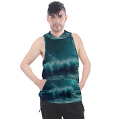 Waves Ocean Sea Tsunami Nautical 2 Men s Sleeveless Hoodie by Jancukart