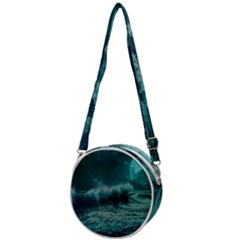 Waves Ocean Sea Tsunami Nautical 2 Crossbody Circle Bag by Jancukart