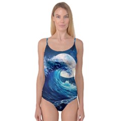 Tsunami Waves Ocean Sea Nautical Nature Water Moon Camisole Leotard  by Jancukart