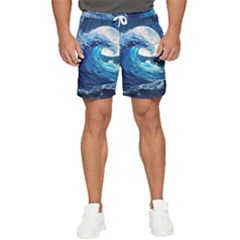 Tsunami Waves Ocean Sea Nautical Nature Water Moon Men s Runner Shorts by Jancukart