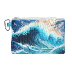 Tsunami Waves Ocean Sea Nautical Nature Water Arts Canvas Cosmetic Bag (large) by Jancukart