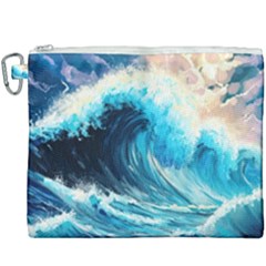 Tsunami Waves Ocean Sea Nautical Nature Water Arts Canvas Cosmetic Bag (xxxl) by Jancukart