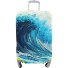Tsunami Waves Ocean Sea Nautical Nature Water Arts Luggage Cover (large) by Jancukart