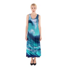 Tsunami Tidal Wave Ocean Waves Sea Nature Water Sleeveless Maxi Dress by Jancukart