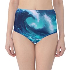 Tsunami Tidal Wave Ocean Waves Sea Nature Water Classic High-waist Bikini Bottoms by Jancukart