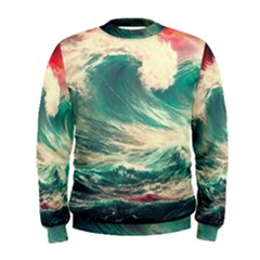 Storm Tsunami Waves Ocean Sea Nautical Nature 2 Men s Sweatshirt by Jancukart