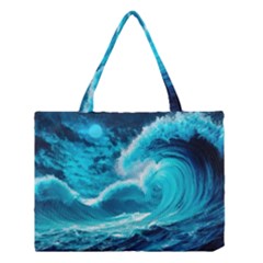 Waves Ocean Sea Tsunami Nautical 3 Medium Tote Bag by Jancukart