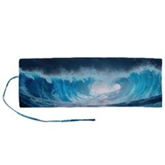 Thunderstorm Storm Tsunami Waves Ocean Sea Roll Up Canvas Pencil Holder (m) by Jancukart