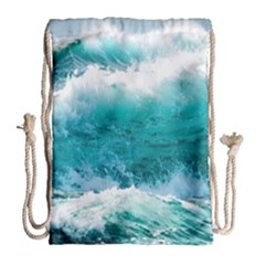 Waves Ocean Sea Tsunami Nautical 4 Drawstring Bag (large) by Jancukart