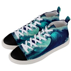 Waves Ocean Sea Tsunami Nautical Men s Mid-top Canvas Sneakers