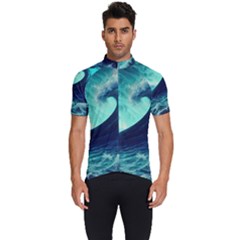 Waves Ocean Sea Tsunami Nautical Men s Short Sleeve Cycling Jersey by Jancukart