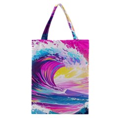 Tsunami Waves Ocean Sea Nautical Nature Water Blue Water Classic Tote Bag by Jancukart