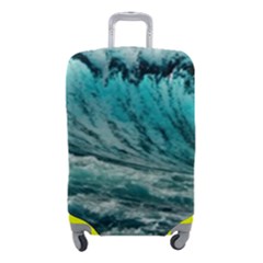 Tsunami Waves Ocean Sea Nautical Nature Water Blue Black Luggage Cover (small) by Jancukart