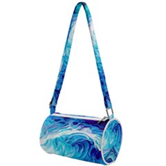 Tsunami Waves Ocean Sea Nautical Nature Abstract Blue Water Mini Cylinder Bag by Jancukart