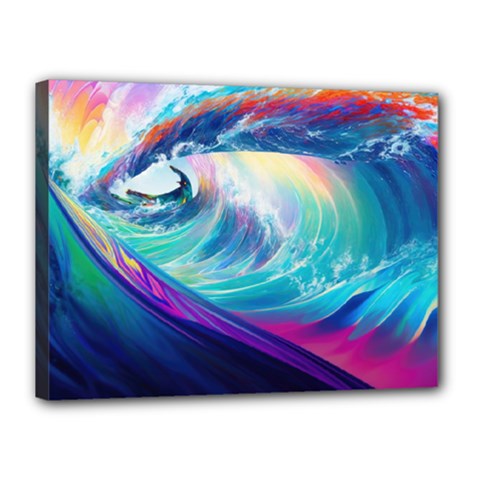 Waves Ocean Sea Tsunami Nautical Nature Water Canvas 16  X 12  (stretched) by Jancukart