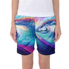 Waves Ocean Sea Tsunami Nautical Nature Water Women s Basketball Shorts by Jancukart