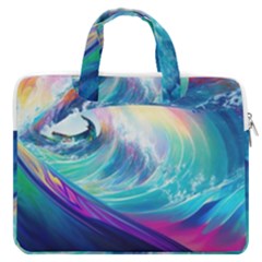 Waves Ocean Sea Tsunami Nautical Nature Water Macbook Pro 13  Double Pocket Laptop Bag by Jancukart