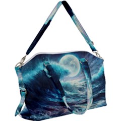 Tsunami Waves Ocean Sea Nautical Nature Water 4 Canvas Crossbody Bag by Jancukart