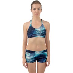 Tsunami Waves Ocean Sea Nautical Nature Water 4 Back Web Gym Set by Jancukart