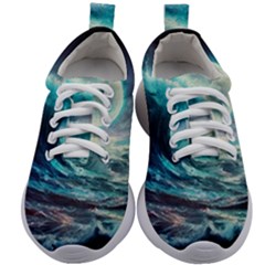 Tsunami Waves Ocean Sea Nautical Nature Water 4 Kids Athletic Shoes by Jancukart