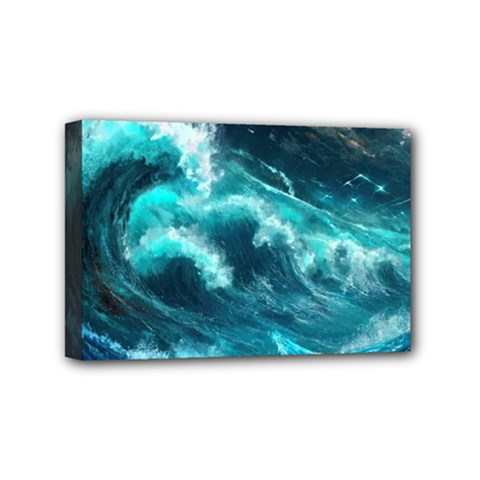 Thunderstorm Tsunami Tidal Wave Ocean Waves Sea Mini Canvas 6  X 4  (stretched) by Jancukart