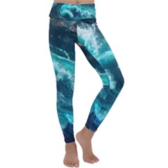 Thunderstorm Tsunami Tidal Wave Ocean Waves Sea Kids  Lightweight Velour Classic Yoga Leggings