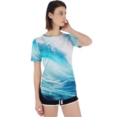 Tsunami Waves Ocean Sea Nautical Nature Water 8 Perpetual Short Sleeve T-shirt by Jancukart