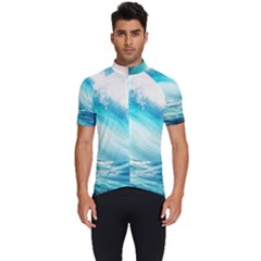 Tsunami Waves Ocean Sea Nautical Nature Water 8 Men s Short Sleeve Cycling Jersey by Jancukart