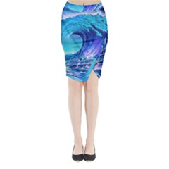 Tsunami Tidal Wave Ocean Waves Sea Nature Water 2 Midi Wrap Pencil Skirt by Jancukart