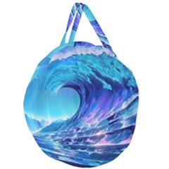 Tsunami Tidal Wave Ocean Waves Sea Nature Water 2 Giant Round Zipper Tote by Jancukart