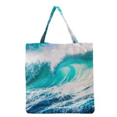 Tsunami Waves Ocean Sea Nautical Nature Water Blue Nature Grocery Tote Bag by Jancukart