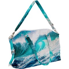 Tsunami Waves Ocean Sea Nautical Nature Water Blue Nature Canvas Crossbody Bag by Jancukart