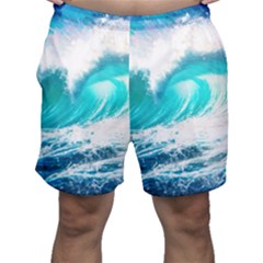 Tsunami Waves Ocean Sea Nautical Nature Water Blue Nature Men s Shorts