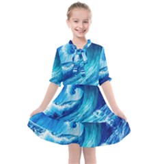 Tsunami Tidal Wave Ocean Waves Sea Nature Water 3 Kids  All Frills Chiffon Dress