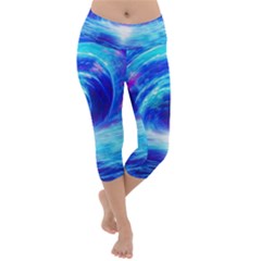 Tsunami Waves Ocean Sea Nautical Nature Water Art Work Lightweight Velour Capri Yoga Leggings by Jancukart