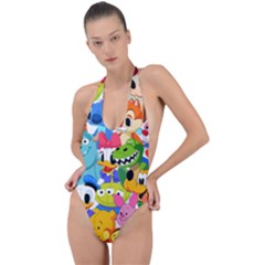 Illustration Cartoon Character Animal Cute Backless Halter One Piece Swimsuit by Sudheng