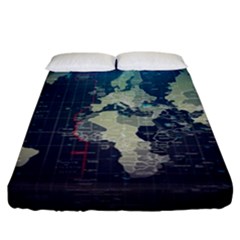 Vintage World Map Illustration Artwork Water Drop Digital Art Arts Fitted Sheet (california King Size) by Sudheng