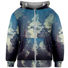 Vintage World Map Illustration Artwork Water Drop Digital Art Arts Kids  Zipper Hoodie Without Drawstring