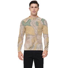 Vintage World Map Physical Geography Men s Long Sleeve Rash Guard by Sudheng