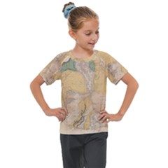 Vintage World Map Physical Geography Kids  Mesh Piece Tee