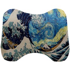 The Great Wave Of Kanagawa Painting Starry Night Van Gogh Head Support Cushion