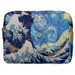 The Great Wave Of Kanagawa Painting Starry Night Van Gogh Make Up Pouch (large)