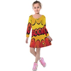 Explosion Boom Pop Art Style Kids  Long Sleeve Velvet Dress by Sudheng