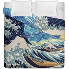 Starry Night Hokusai Van Gogh The Great Wave Off Kanagawa Duvet Cover Double Side (king Size) by Sudheng