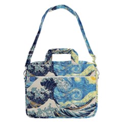 Starry Night Hokusai Van Gogh The Great Wave Off Kanagawa Macbook Pro 13  Shoulder Laptop Bag  by Sudheng
