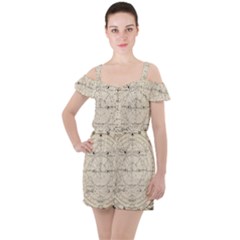 Astronomy Vintage Ruffle Cut Out Chiffon Playsuit by ConteMonfrey