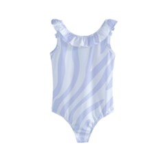 Grey Zebra Vibes Animal Print  Kids  Frill Swimsuit by ConteMonfrey