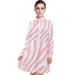 Pink Zebra Vibes Animal Print  Long Sleeve Chiffon Shirt Dress by ConteMonfrey