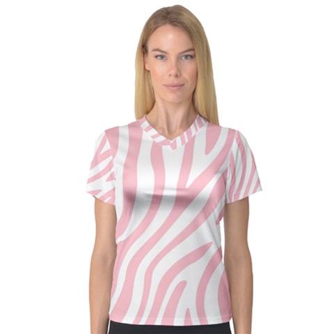 Pink Zebra Vibes Animal Print  V-neck Sport Mesh Tee by ConteMonfrey