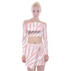 Pink Zebra Vibes Animal Print  Off Shoulder Top With Mini Skirt Set by ConteMonfrey